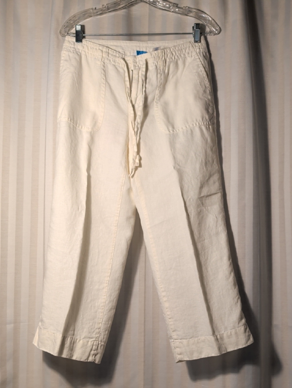 Women's Cream Drawstring Linen Pants